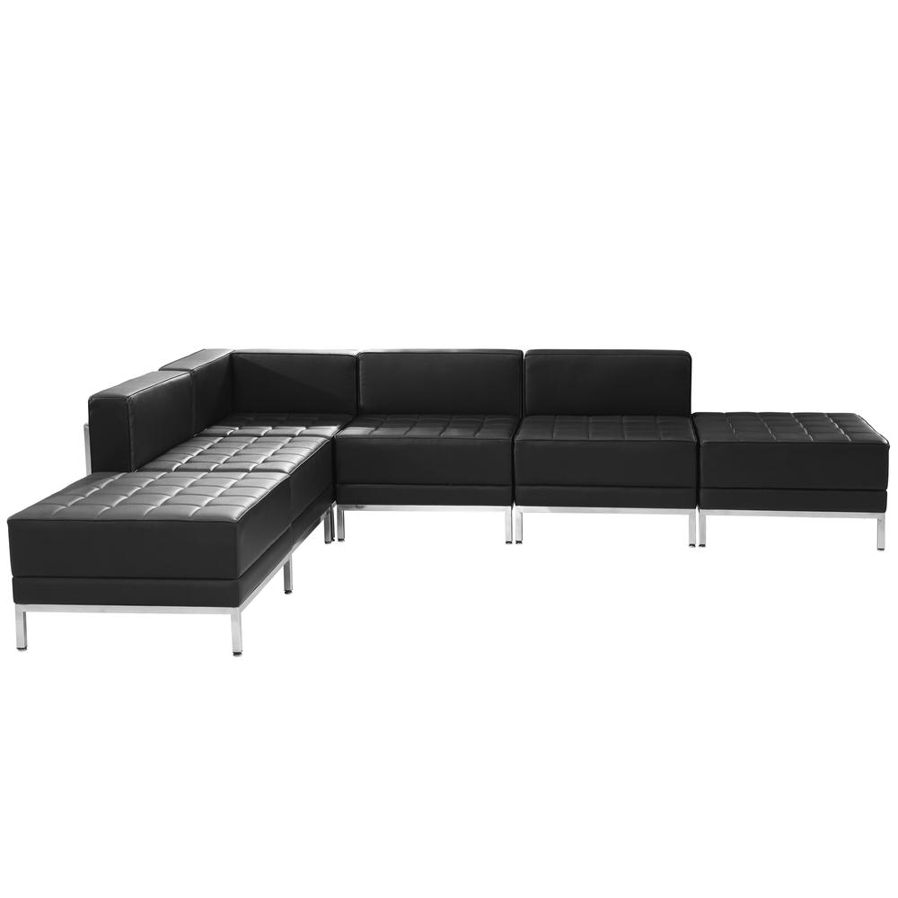 Hercules Imagination Series Black Leathersoft Sectional Configuration, 6 Pieces By Flash Furniture | Sofa Set | Modishstore - 1