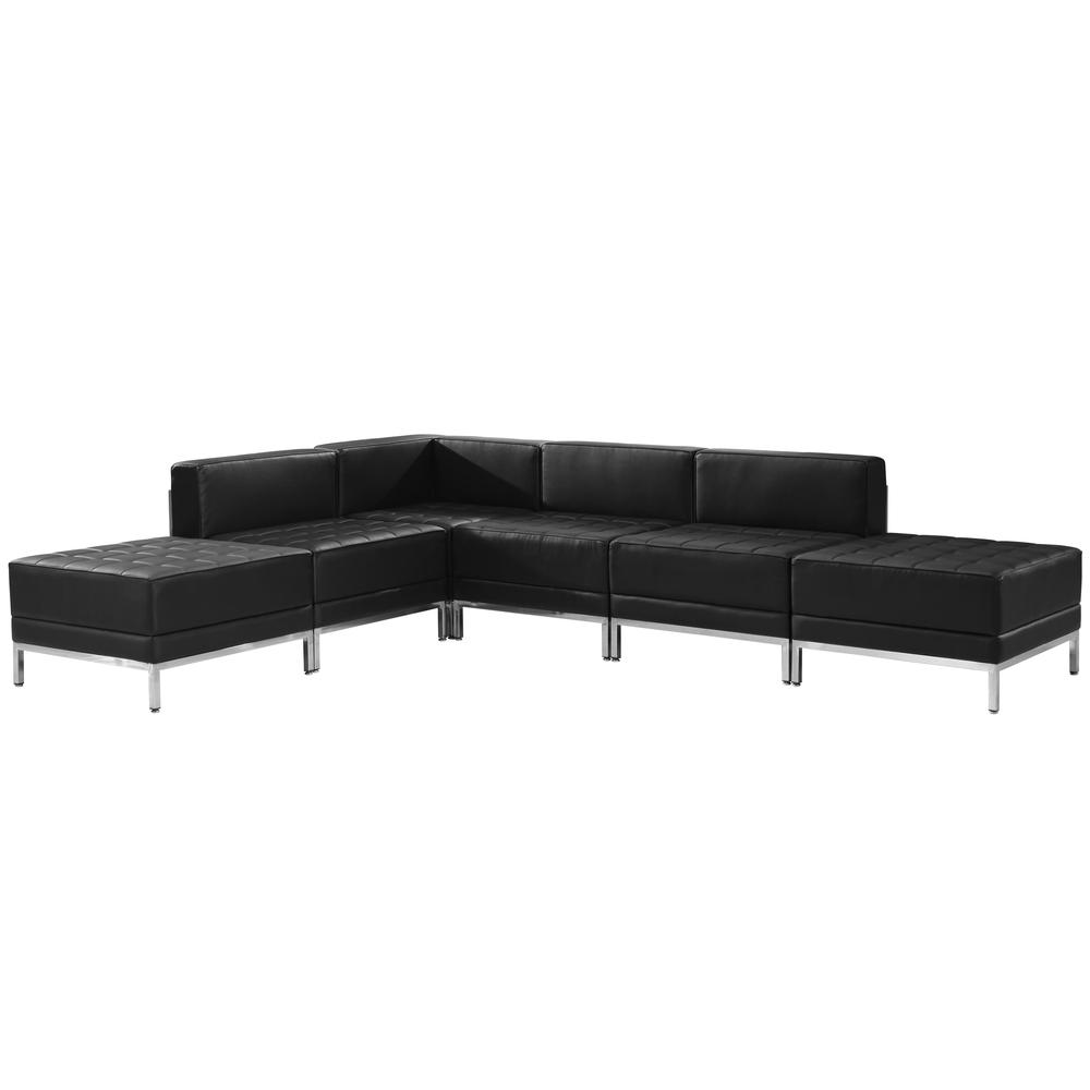 Hercules Imagination Series Black Leathersoft Sectional Configuration, 6 Pieces By Flash Furniture | Sofa Set | Modishstore - 2