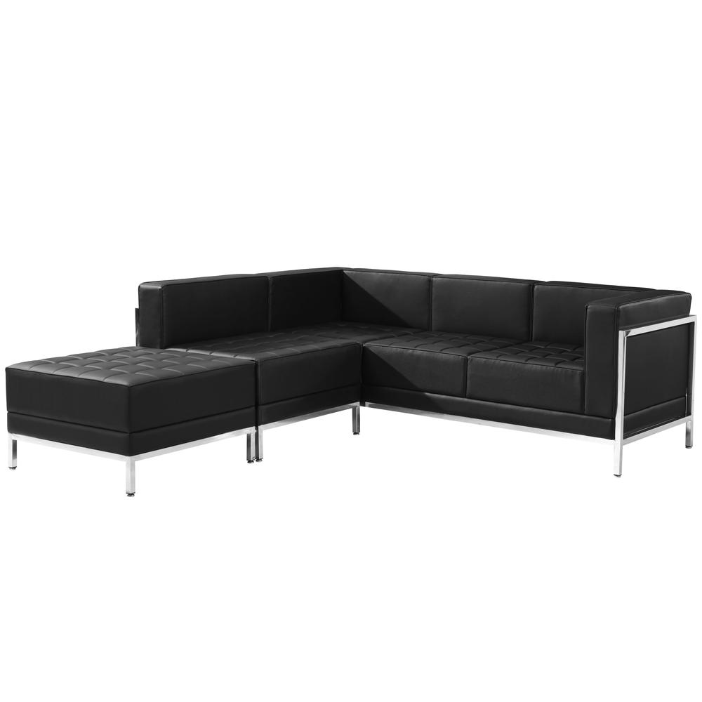 Hercules Imagination Series Black Leathersoft Sectional Configuration, 3 Pieces By Flash Furniture | Sofa Set | Modishstore - 2