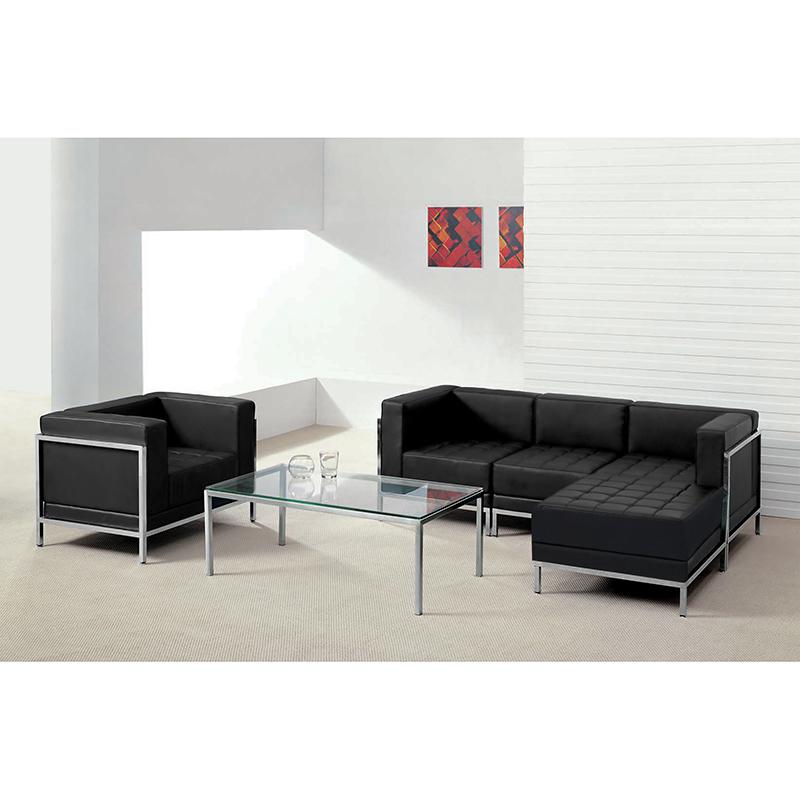 Hercules Imagination Series Black Leathersoft Sectional & Chair, 5 Pieces By Flash Furniture | Sofa Set | Modishstore - 1