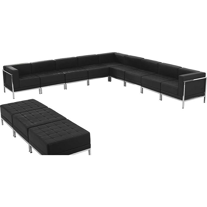 Hercules Imagination Series Black Leathersoft Sectional & Ottoman Set, 12 Pieces By Flash Furniture | Sofa Set | Modishstore - 2