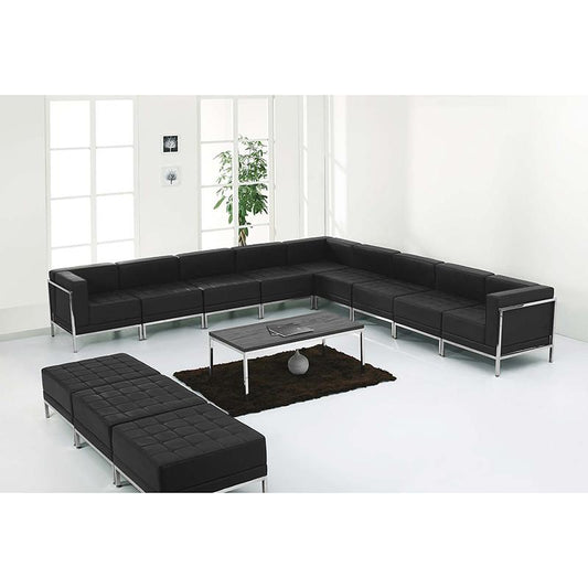 Hercules Imagination Series Black Leathersoft Sectional & Ottoman Set, 12 Pieces By Flash Furniture | Sofas | Modishstore