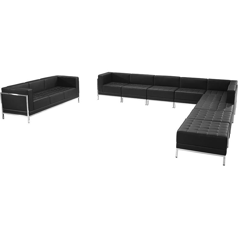 Hercules Imagination Series Black Leathersoft Sectional & Sofa Set, 10 Pieces By Flash Furniture | Sofa Set | Modishstore - 1