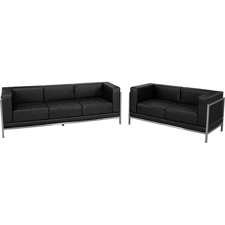 Hercules Imagination Series Black Leathersoft Sofa & Loveseat Set By Flash Furniture | Sofa Set | Modishstore - 2