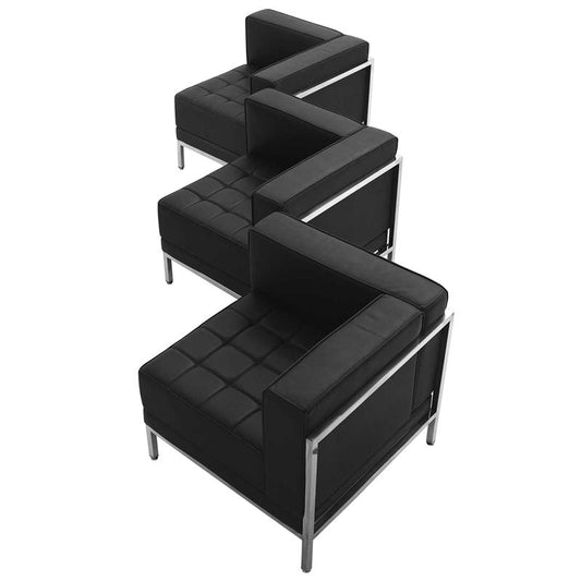 Hercules Imagination Series Black Leathersoft 3 Piece Corner Chair Set By Flash Furniture | Sofas | Modishstore