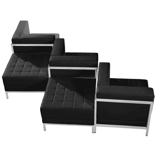 Hercules Imagination Series Black Leathersoft 5 Piece Chair & Ottoman Set By Flash Furniture | Sofas | Modishstore