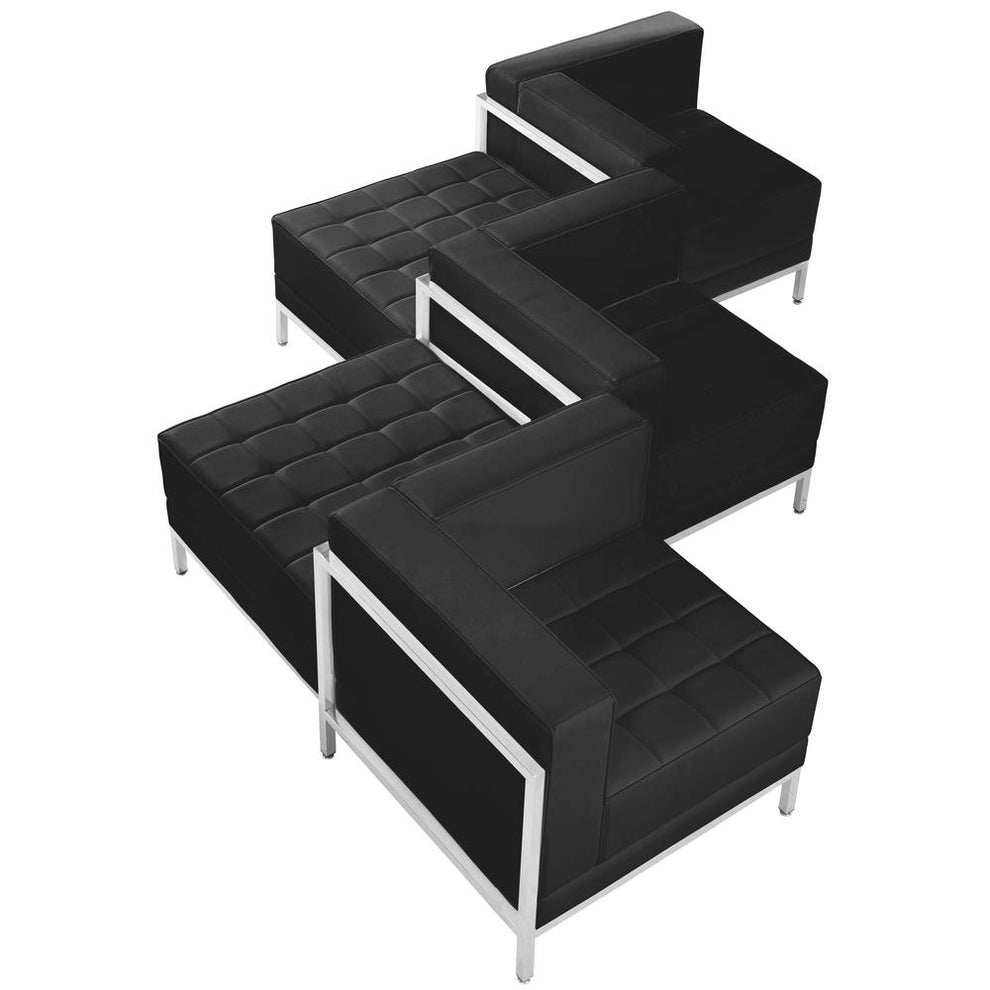 Hercules Imagination Series Black Leathersoft 5 Piece Chair & Ottoman Set By Flash Furniture | Sofa Set | Modishstore - 2