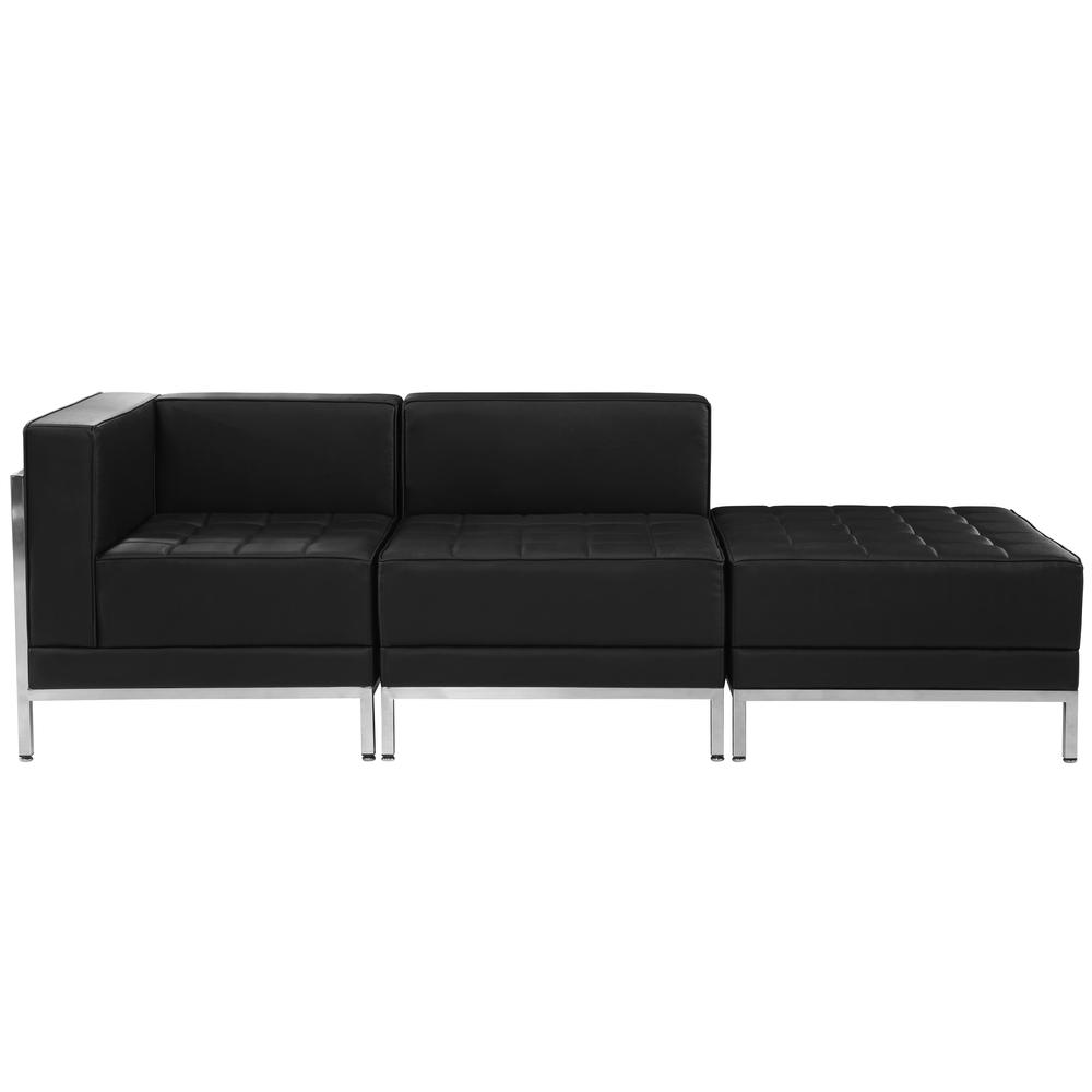 Hercules Imagination Series Black Leathersoft 3 Piece Chair & Ottoman Set By Flash Furniture | Sofa Set | Modishstore - 1