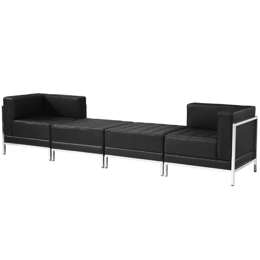Hercules Imagination Series Black Leathersoft 4 Piece Chair & Ottoman Set By Flash Furniture | Sofa Set | Modishstore - 2