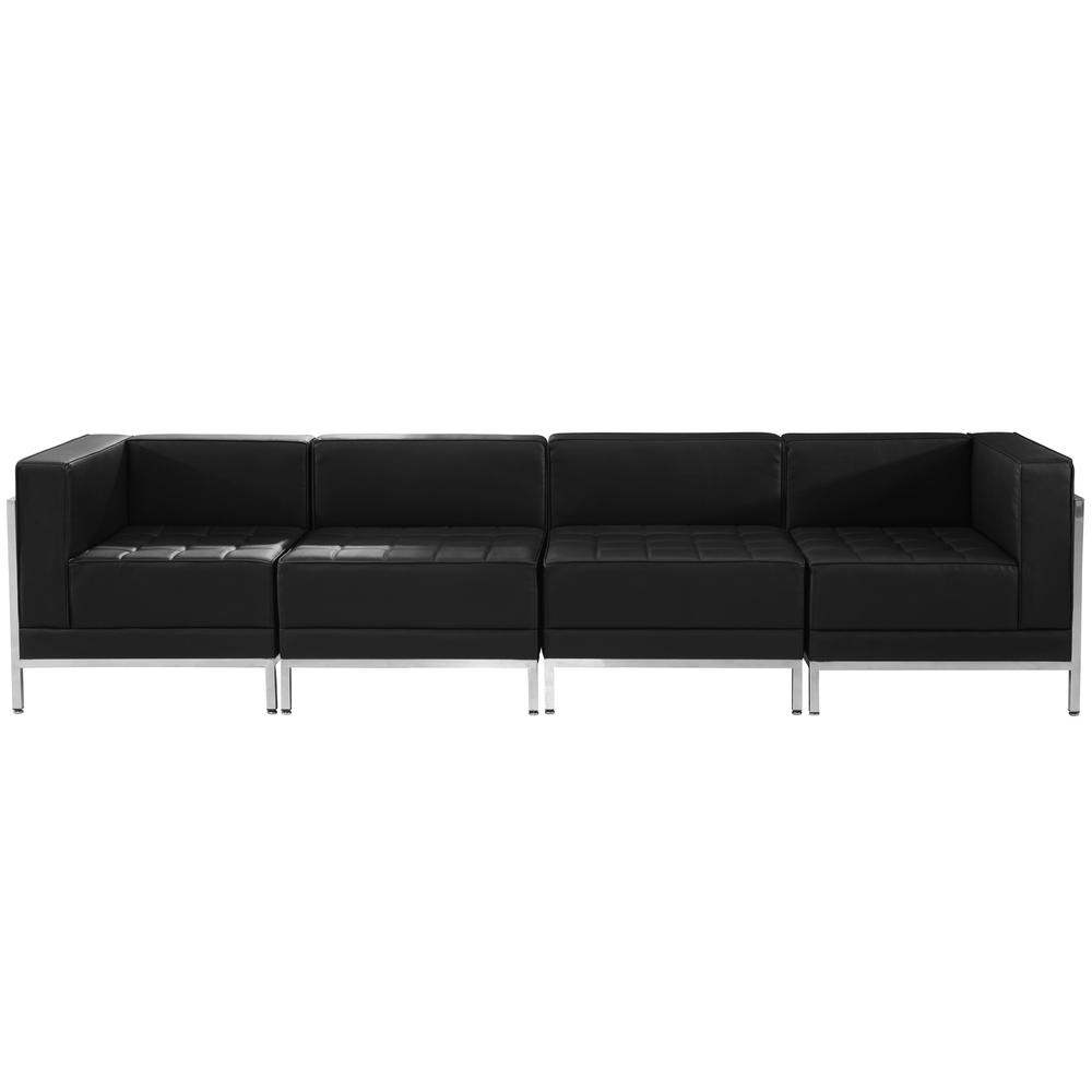 Hercules Imagination Series Black Leathersoft 4 Piece Lounge Set By Flash Furniture | Sofa Set | Modishstore - 1
