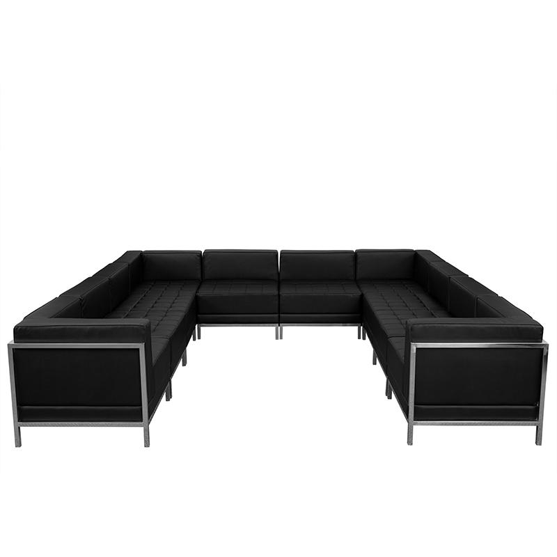 Hercules Imagination Series Black Leathersoft U-Shape Sectional Configuration, 10 Pieces By Flash Furniture | Sofa Set | Modishstore - 2