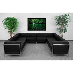 Hercules Imagination Series Black Leathersoft U-Shape Sectional Configuration, 10 Pieces By Flash Furniture