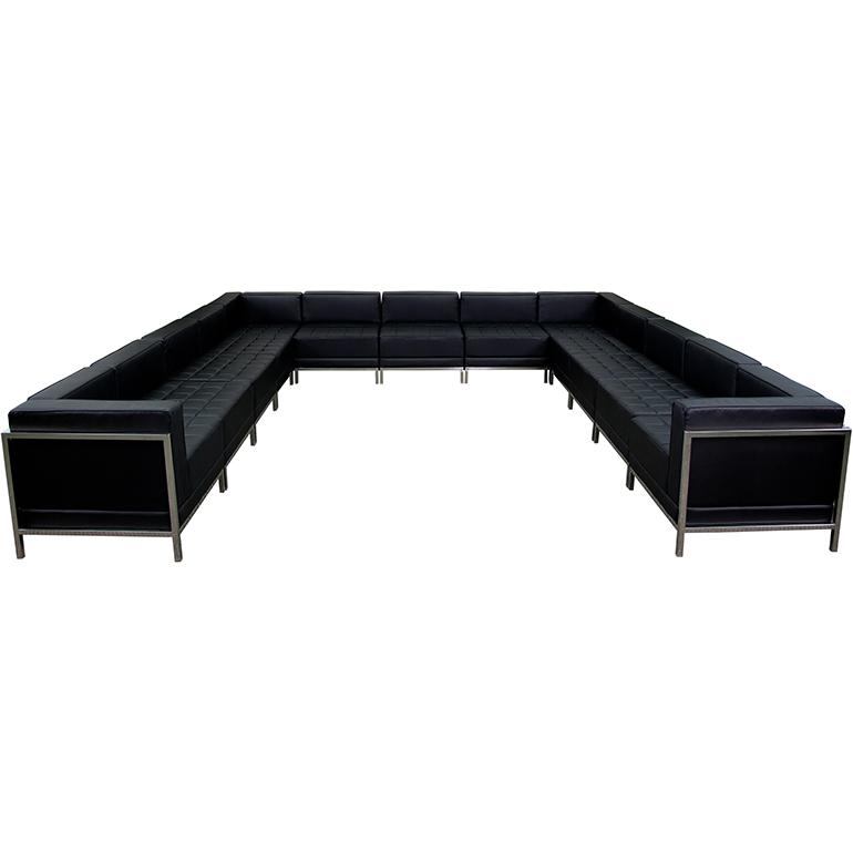 Hercules Imagination Series Black Leathersoft U-Shape Sectional Configuration, 13 Pieces By Flash Furniture | Sofa Set | Modishstore - 2