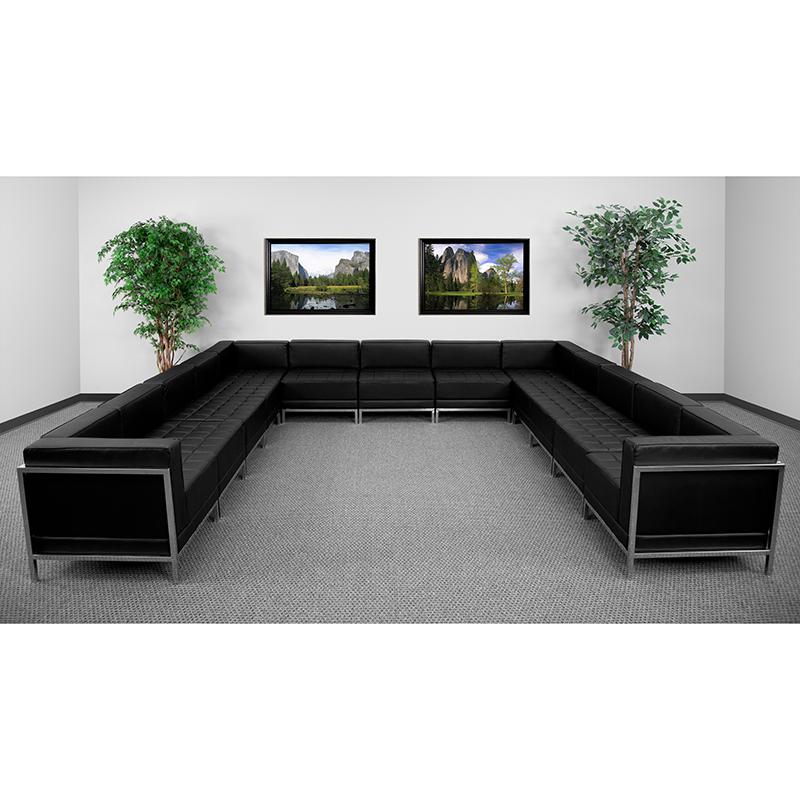 Hercules Imagination Series Black Leathersoft U-Shape Sectional Configuration, 13 Pieces By Flash Furniture | Sofa Set | Modishstore - 1