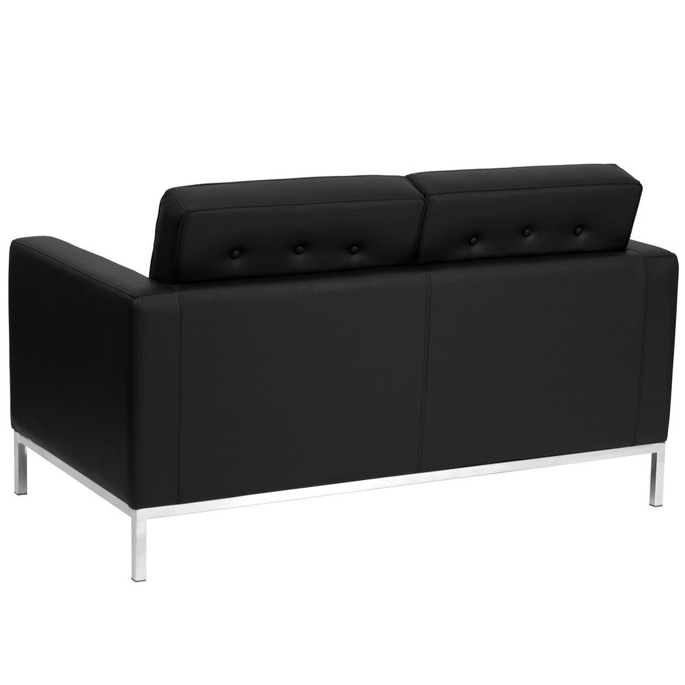 Hercules Lacey Series Contemporary Black Leathersoft Loveseat With Stainless Steel Frame By Flash Furniture | Loveseats | Modishstore - 2