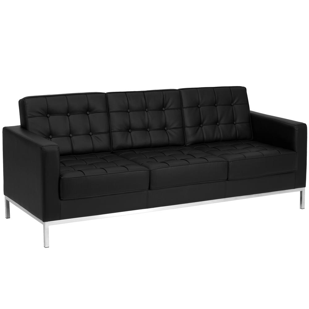 Hercules Lacey Series Contemporary Black Leathersoft Sofa With Stainless Steel Frame By Flash Furniture | Sofas | Modishstore - 1