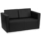 Hercules Trinity Series Contemporary Black Leathersoft Loveseat With Stainless Steel Base By Flash Furniture | Loveseats | Modishstore - 1