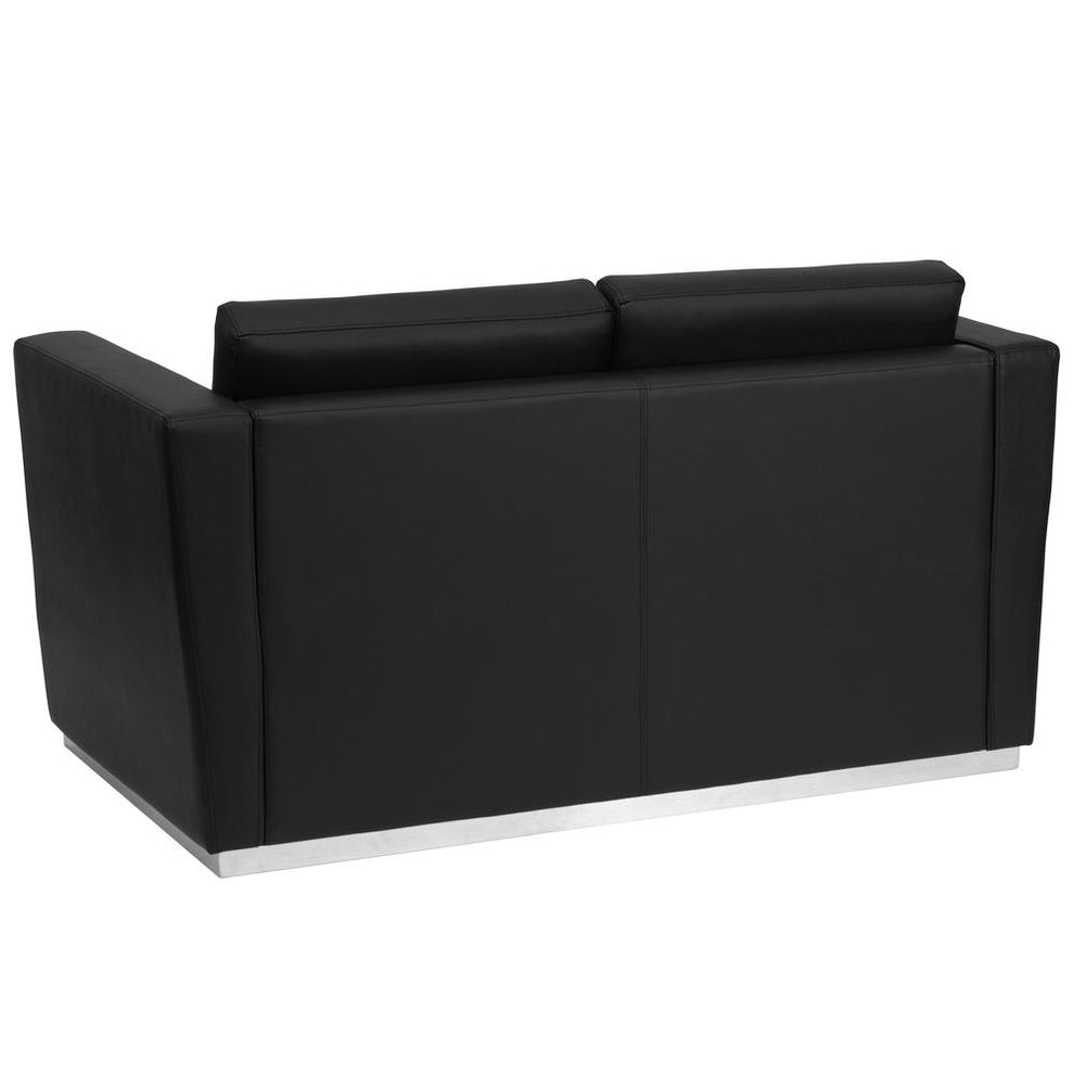 Hercules Trinity Series Contemporary Black Leathersoft Loveseat With Stainless Steel Base By Flash Furniture | Loveseats | Modishstore - 2
