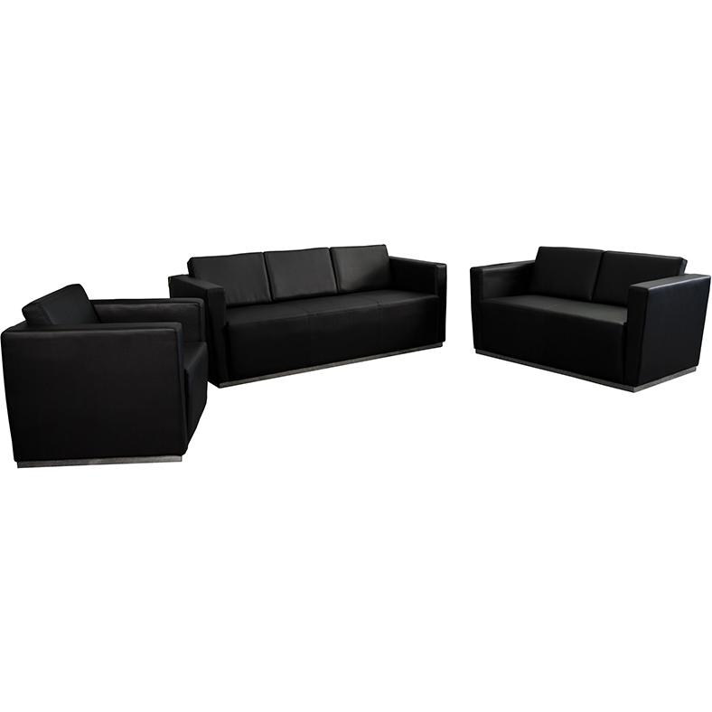 Hercules Trinity Series Reception Set In Black Leathersoft By Flash Furniture | Sofas | Modishstore - 2