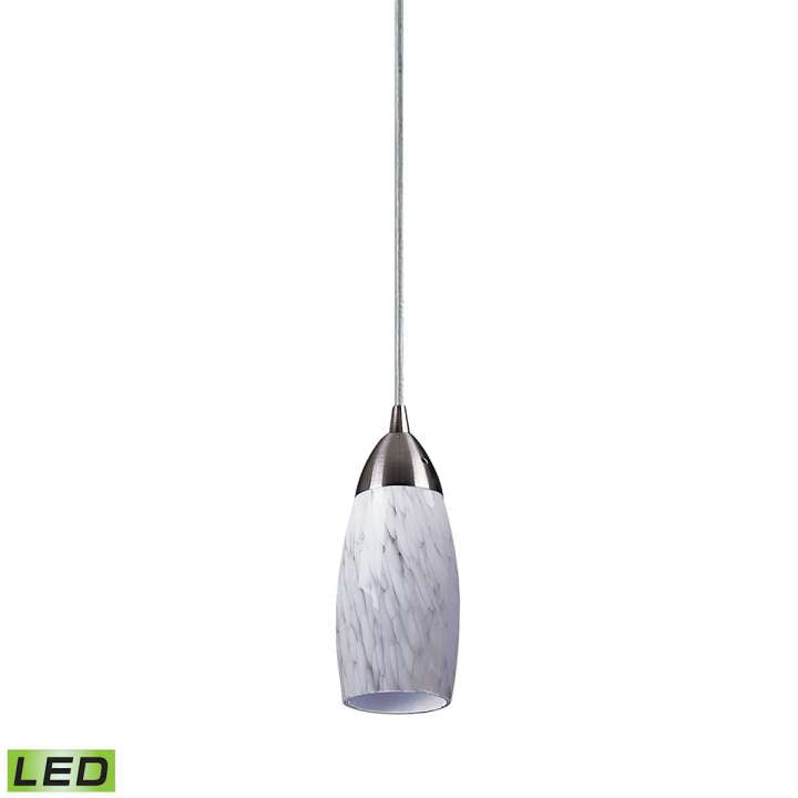 Milan 1-Light Mini Pendant in Satin Nickel with Snow White Glass - Includes LED Bulb | Pendant Lamps | Modishstore
