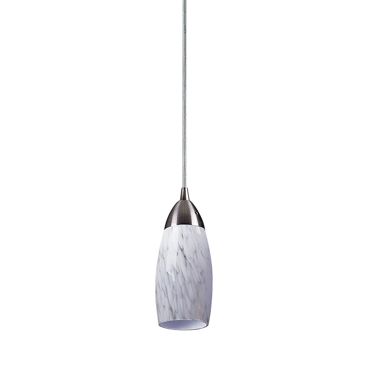 Milan 1-Light Mini Pendant in Satin Nickel with Snow White Glass ELK Lighting | Pendant Lamps | Modishstore