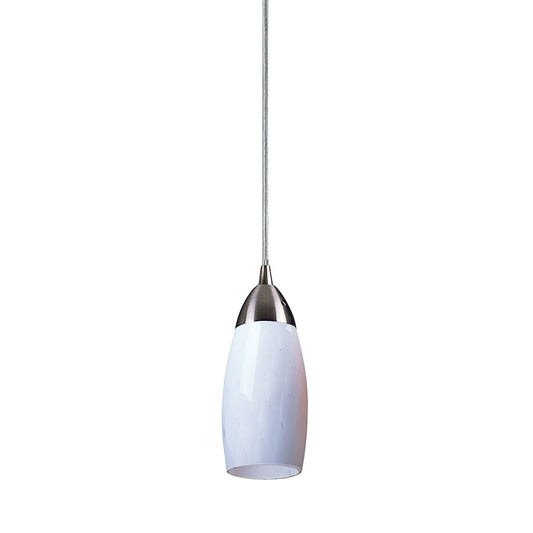 Milan 1-Light Mini Pendant in Satin Nickel with Simple White Glass ELK Lighting | Pendant Lamps | Modishstore