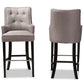 Baxton Studio Aldon Modern and Contemporary Grey Fabric Upholstered and Dark Brown Finished Wood 2-Piece Bar Stool Set | Bar Stools | Modishstore - 6