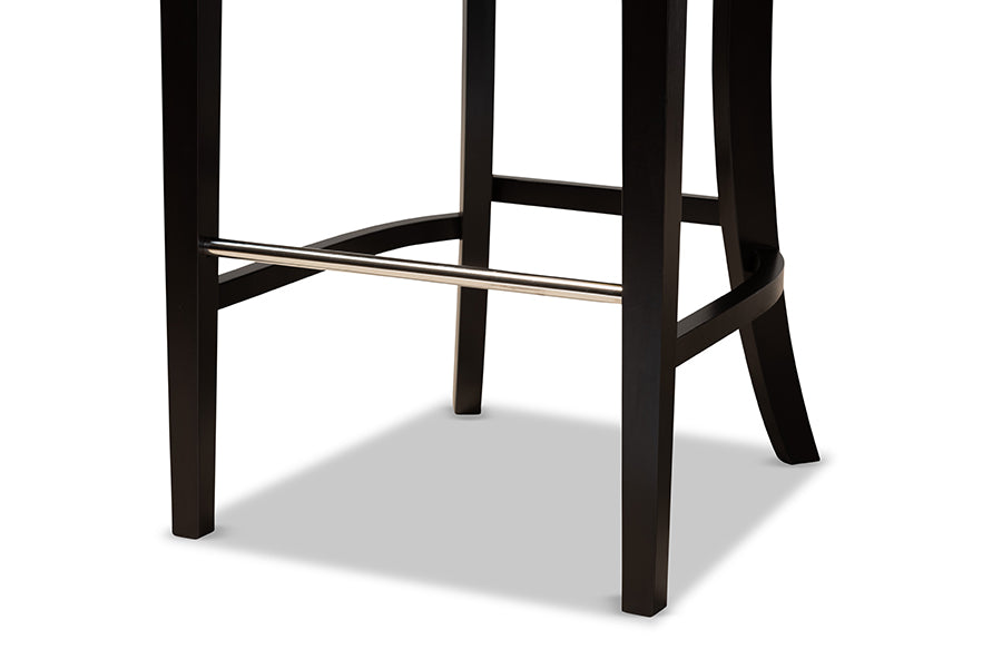 Baxton Studio Aldon Modern and Contemporary Grey Fabric Upholstered and Dark Brown Finished Wood 2-Piece Bar Stool Set | Bar Stools | Modishstore - 3