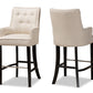 baxton studio aldon modern and contemporary light beige fabric upholstered and dark brown finished wood 2 piece bar stool set | Modish Furniture Store-2
