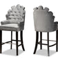 baxton studio chloe modern and contemporary dark grey velvet upholstered and dark brown finished wood 2 piece bar stool set | Modish Furniture Store-2