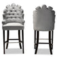 baxton studio chloe modern and contemporary dark grey velvet upholstered and dark brown finished wood 2 piece bar stool set | Modish Furniture Store-3