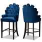baxton studio chloe modern and contemporary navy blue velvet upholstered and dark brown finished wood 2 piece bar stool set | Modish Furniture Store-2