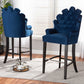 Baxton Studio Chloe Modern and Contemporary Navy Blue Velvet Upholstered and Dark Brown Finished Wood 2-Piece Bar Stool Set | Modishstore | Bar Stools
