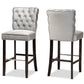 Baxton Studio Daphne Modern and Contemporary Dark Grey Velvet Fabric Upholstered and Dark Brown Finished Wood 2-Piece Bar Stool Set | Bar Stools | Modishstore - 5