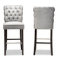 Baxton Studio Daphne Modern and Contemporary Dark Grey Velvet Fabric Upholstered and Dark Brown Finished Wood 2-Piece Bar Stool Set | Bar Stools | Modishstore - 4