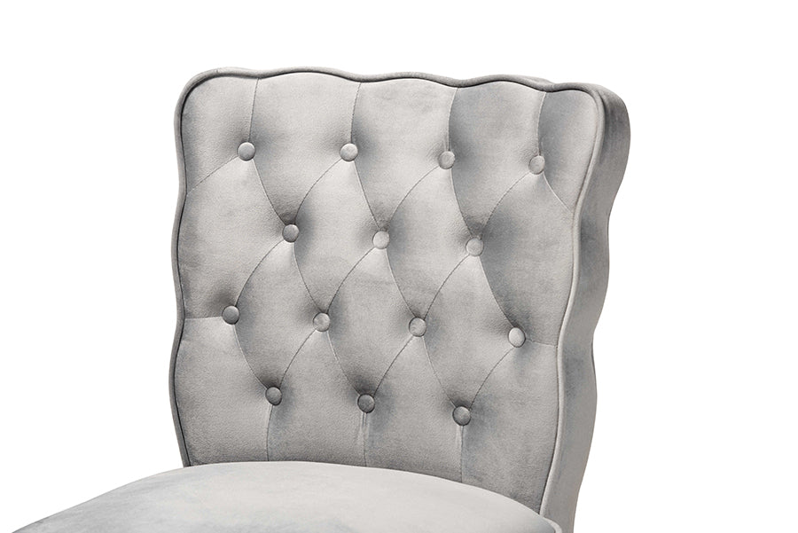 Baxton Studio Daphne Modern and Contemporary Dark Grey Velvet Fabric Upholstered and Dark Brown Finished Wood 2-Piece Bar Stool Set | Bar Stools | Modishstore - 2