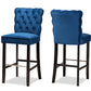Baxton Studio Daphne Modern and Contemporary Navy Blue Velvet Fabric Upholstered and Dark Brown Finished Wood 2-Piece Bar Stool Set | Bar Stools | Modishstore - 2