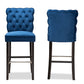 Baxton Studio Daphne Modern and Contemporary Navy Blue Velvet Fabric Upholstered and Dark Brown Finished Wood 2-Piece Bar Stool Set | Bar Stools | Modishstore - 4