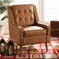 Baxton Studio Daley Modern and Contemporary Tan Faux Leather Upholstered and Walnut Brown Finished Wood Lounge Armchair | Armchairs | Modishstore
