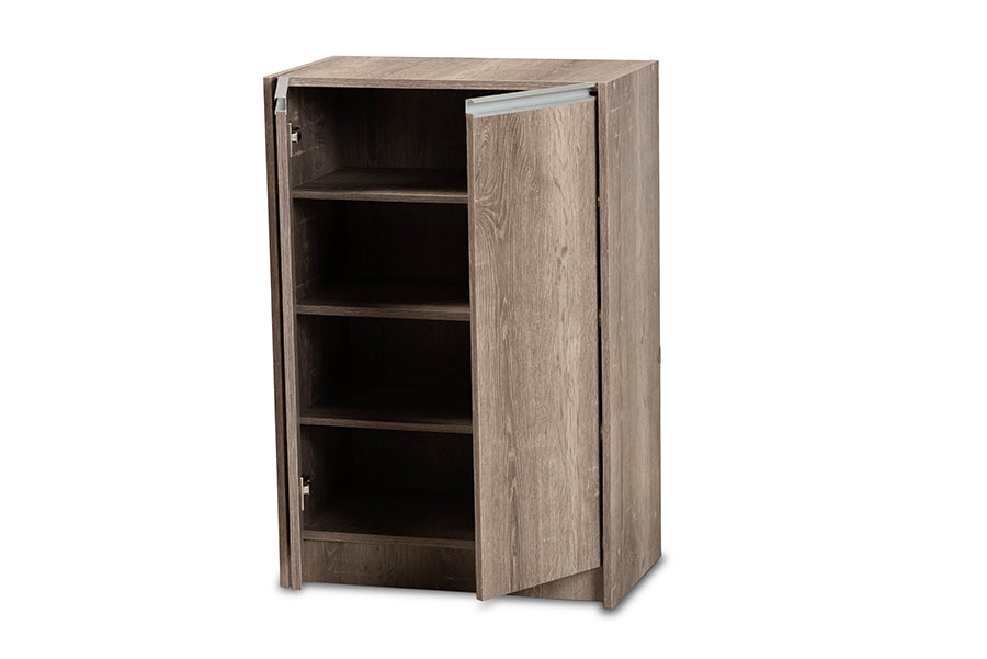 baxton studio langston modern and contemporary weathered oak finished wood 2 door shoe cabinet | Modish Furniture Store-3