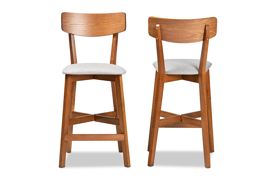 Baxton Studio Cameron Modern and Transitional Grey Fabric Wood 2-Piece Counter Stool Set | Counter Stools | Modishstore - 6