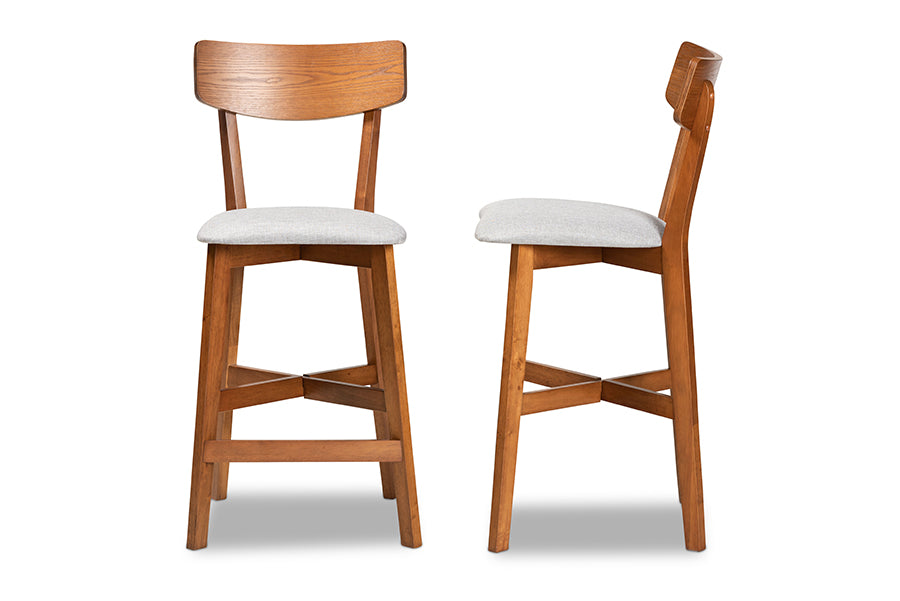 Baxton Studio Cameron Modern and Transitional Grey Fabric Wood 2-Piece Counter Stool Set | Counter Stools | Modishstore - 5