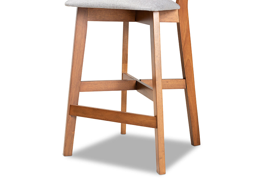 Baxton Studio Cameron Modern and Transitional Grey Fabric Wood 2-Piece Counter Stool Set | Counter Stools | Modishstore - 3