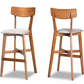baxton studio cameron modern and contemporary transitional grey fabric upholstered and walnut brown finished wood 2 piece bar stool set | Modish Furniture Store-2