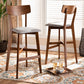Baxton Studio Cameron Modern and Contemporary Transitional Grey Fabric Upholstered and Walnut Brown Finished Wood 2-Piece Bar Stool Set | Modishstore | Bar Stools