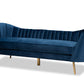 baxton studio kailyn glam and luxe navy blue velvet fabric upholstered and gold finished sofa | Modish Furniture Store-2