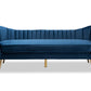 baxton studio kailyn glam and luxe navy blue velvet fabric upholstered and gold finished sofa | Modish Furniture Store-3