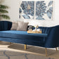 Baxton Studio Kailyn Glam and Luxe Navy Blue Velvet Fabric Upholstered and Gold Finished Sofa | Modishstore | Sofas