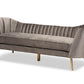 baxton studio kailyn glam and luxe grey velvet fabric upholstered and gold finished sofa | Modish Furniture Store-2