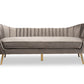 baxton studio kailyn glam and luxe grey velvet fabric upholstered and gold finished sofa | Modish Furniture Store-3